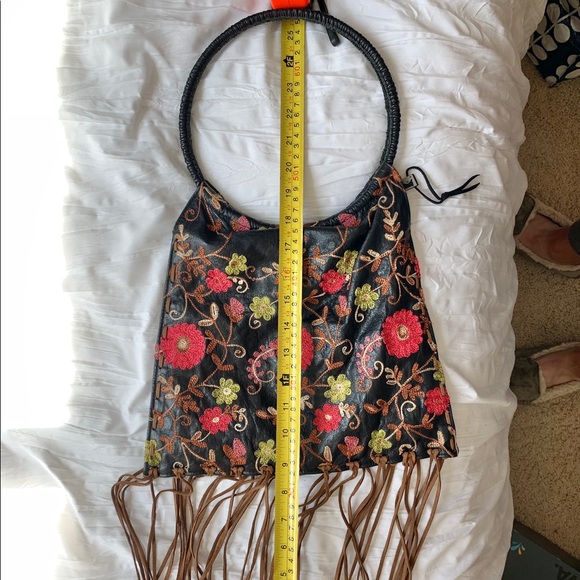 Sandra Leal Embroidered Leather Fringe Bag - Picture 9 of 13